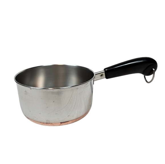 Vintage Revere Ware Copper Clad Bottom Stainless Steel 1-Quart Saucepan No Lid - Picture 2 of 8